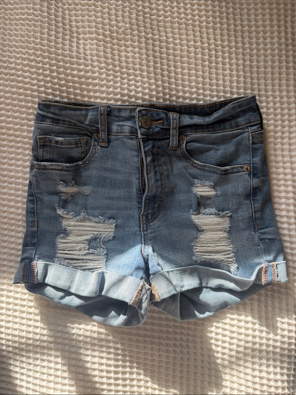 Aeropostale Light Blue Distressed Denim Jean Shorts
